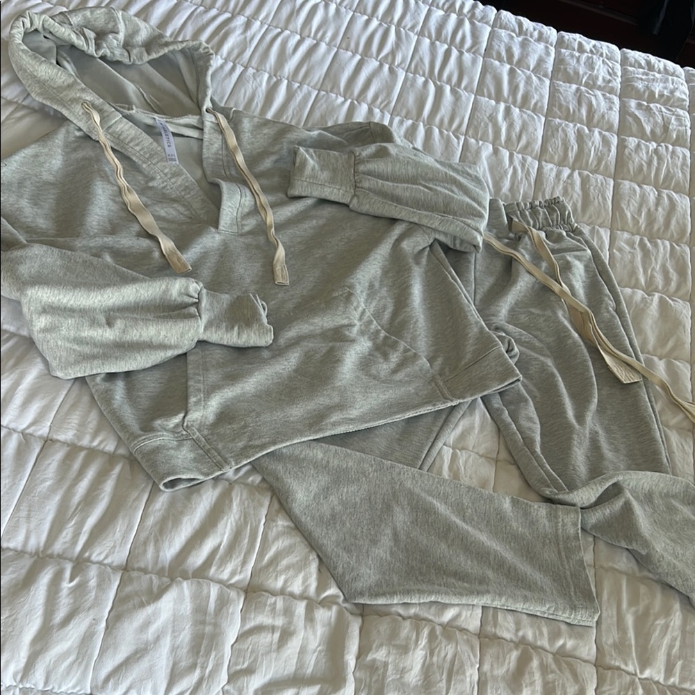 Fabletics Cozy Gray Hoodie and Jogger Set